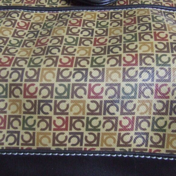Liz Claiborne purse cross body vintage 1980s LC logo hand bag vinyl cloth vegan - Picture 10 of 11